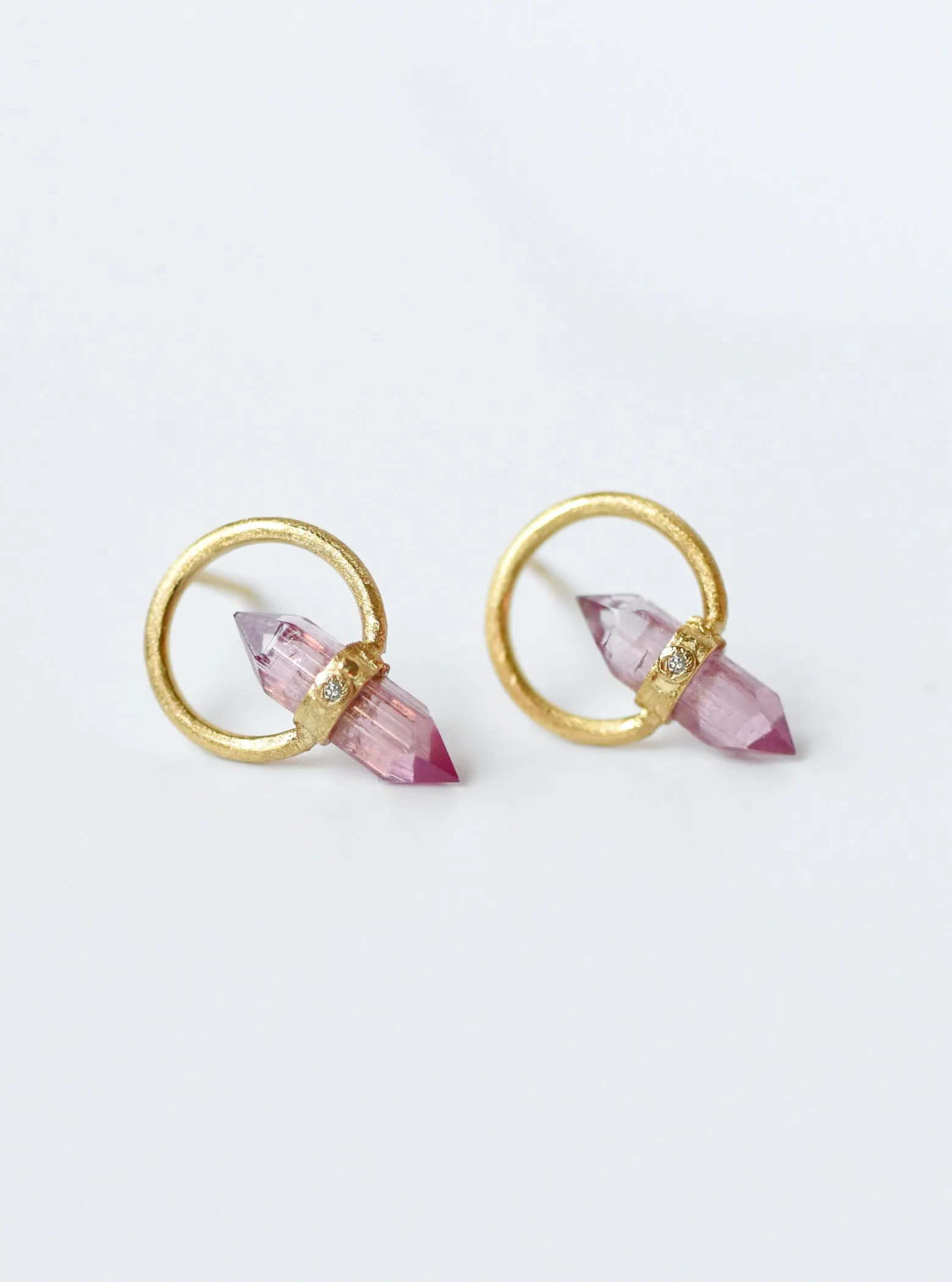 Tourmaline Halo Quartz with Diamond Earrings