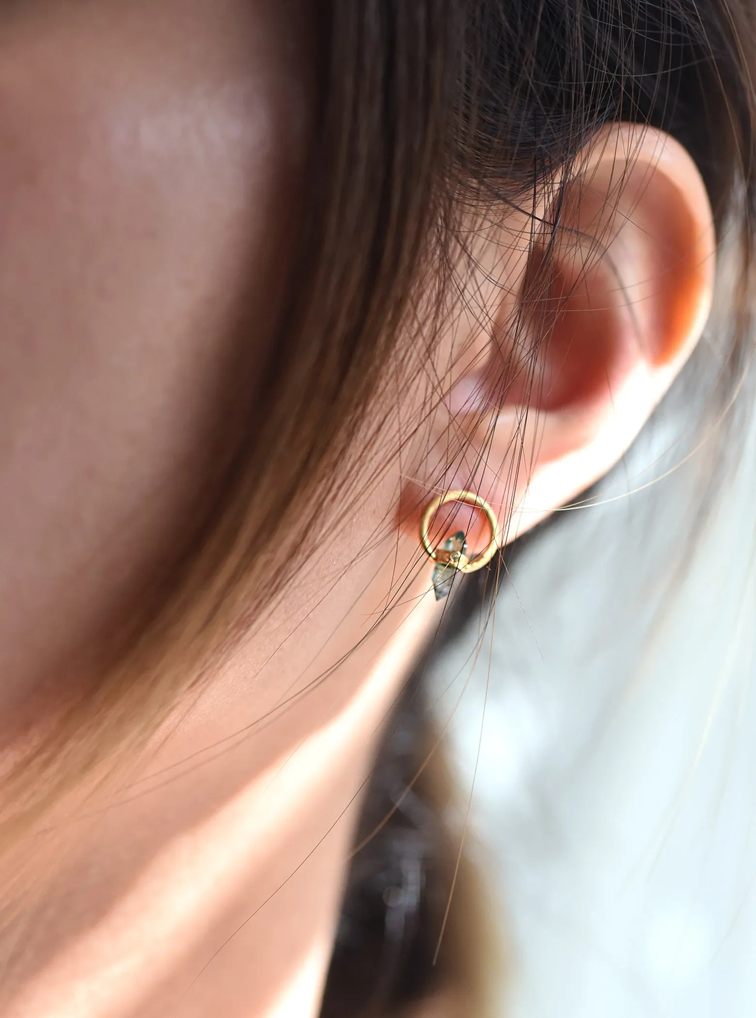 Tourmaline Halo Quartz with Diamond Earrings