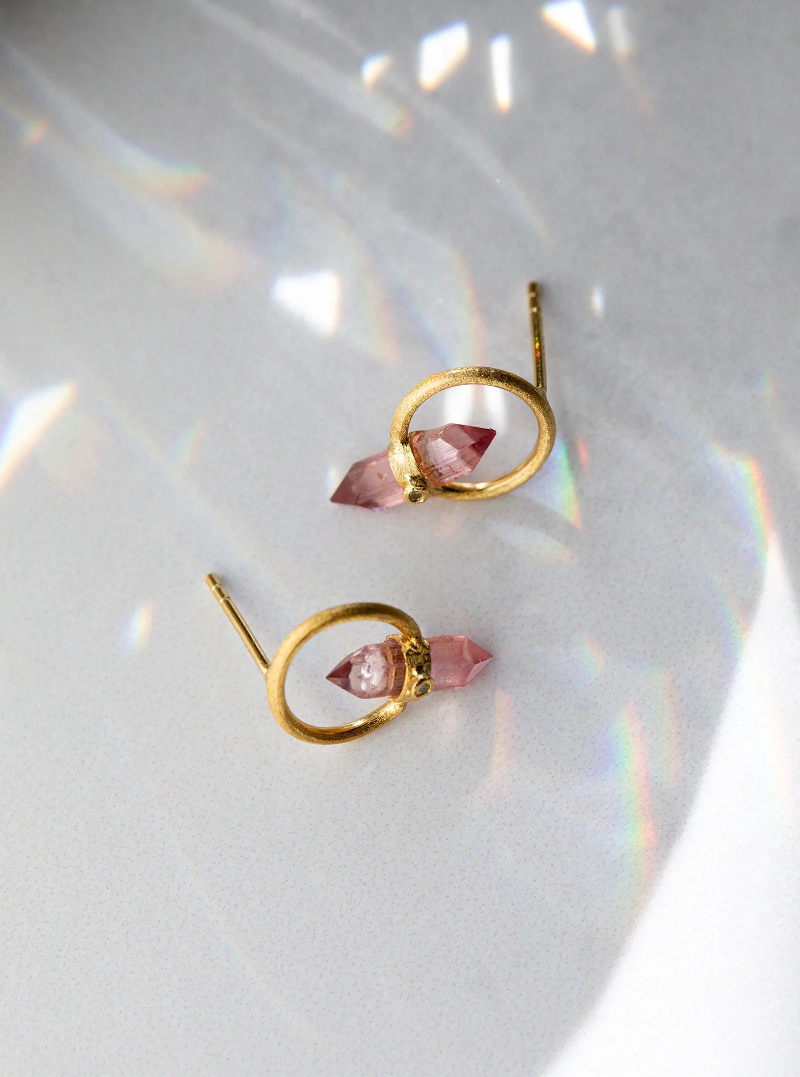 Tourmaline Halo Quartz with Diamond Earrings