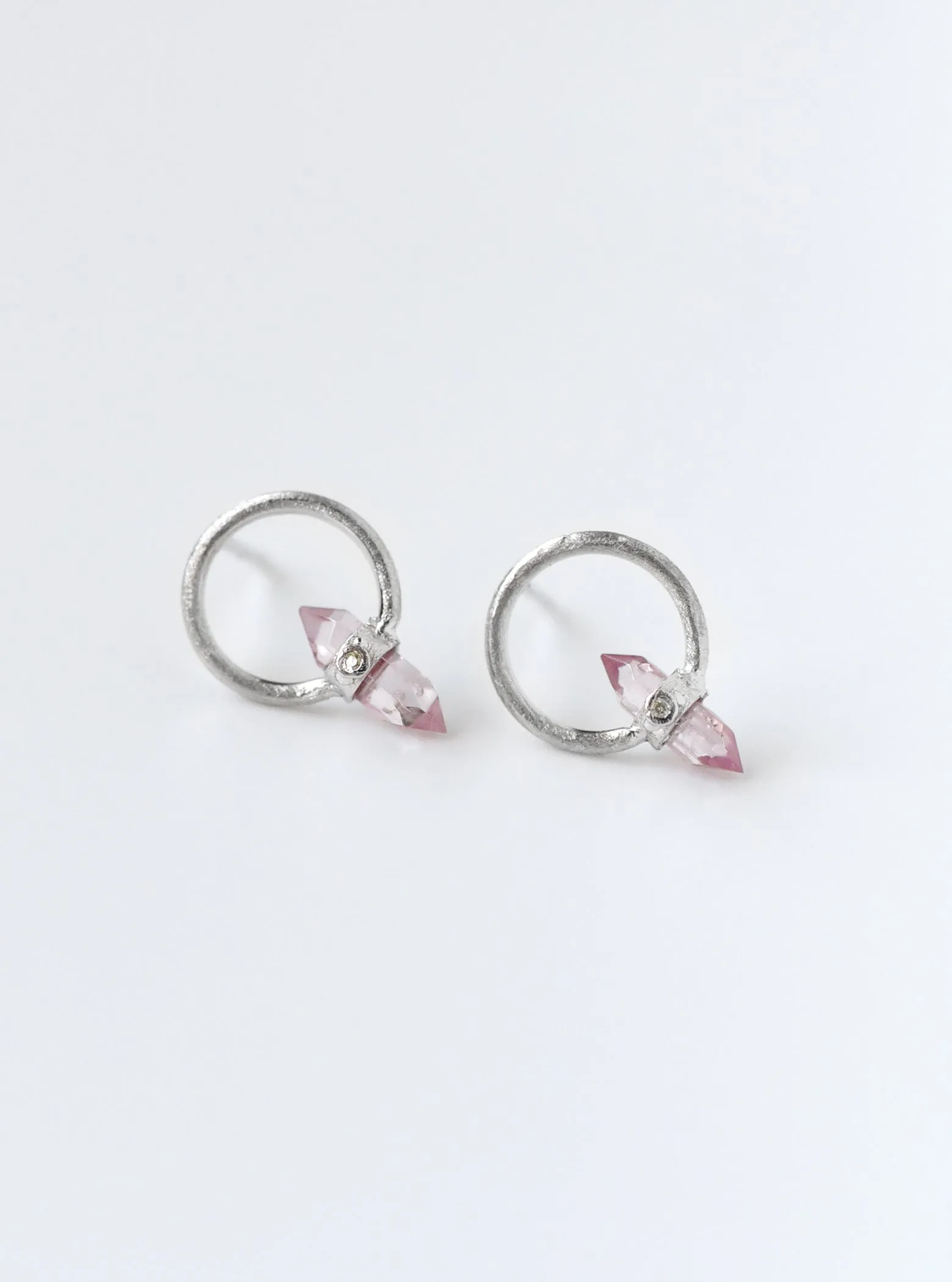 Tourmaline Halo Quartz with Diamond Earrings