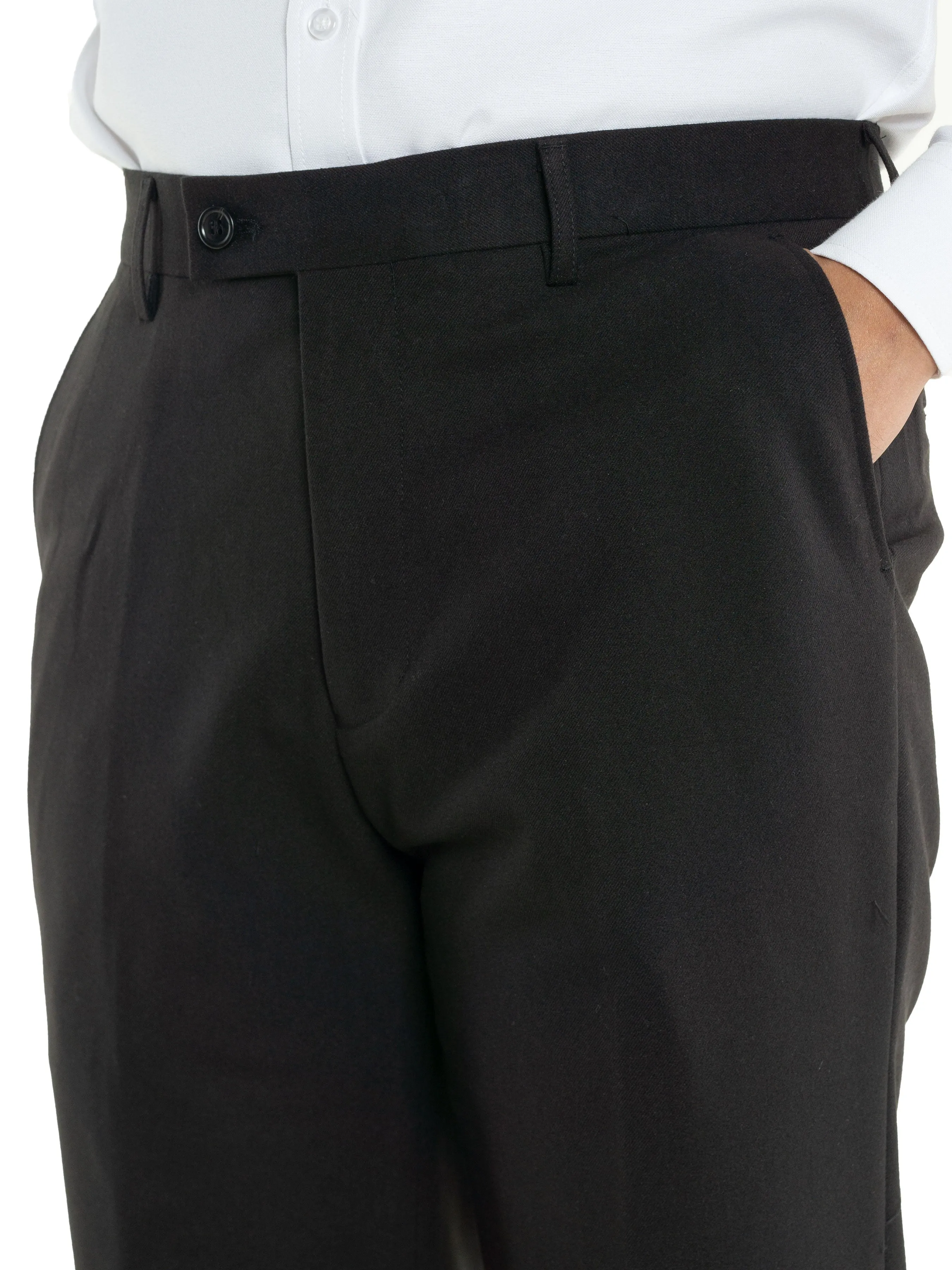 Trousers With Belt Loop -  Black Charcoal Plain (Stretchable)