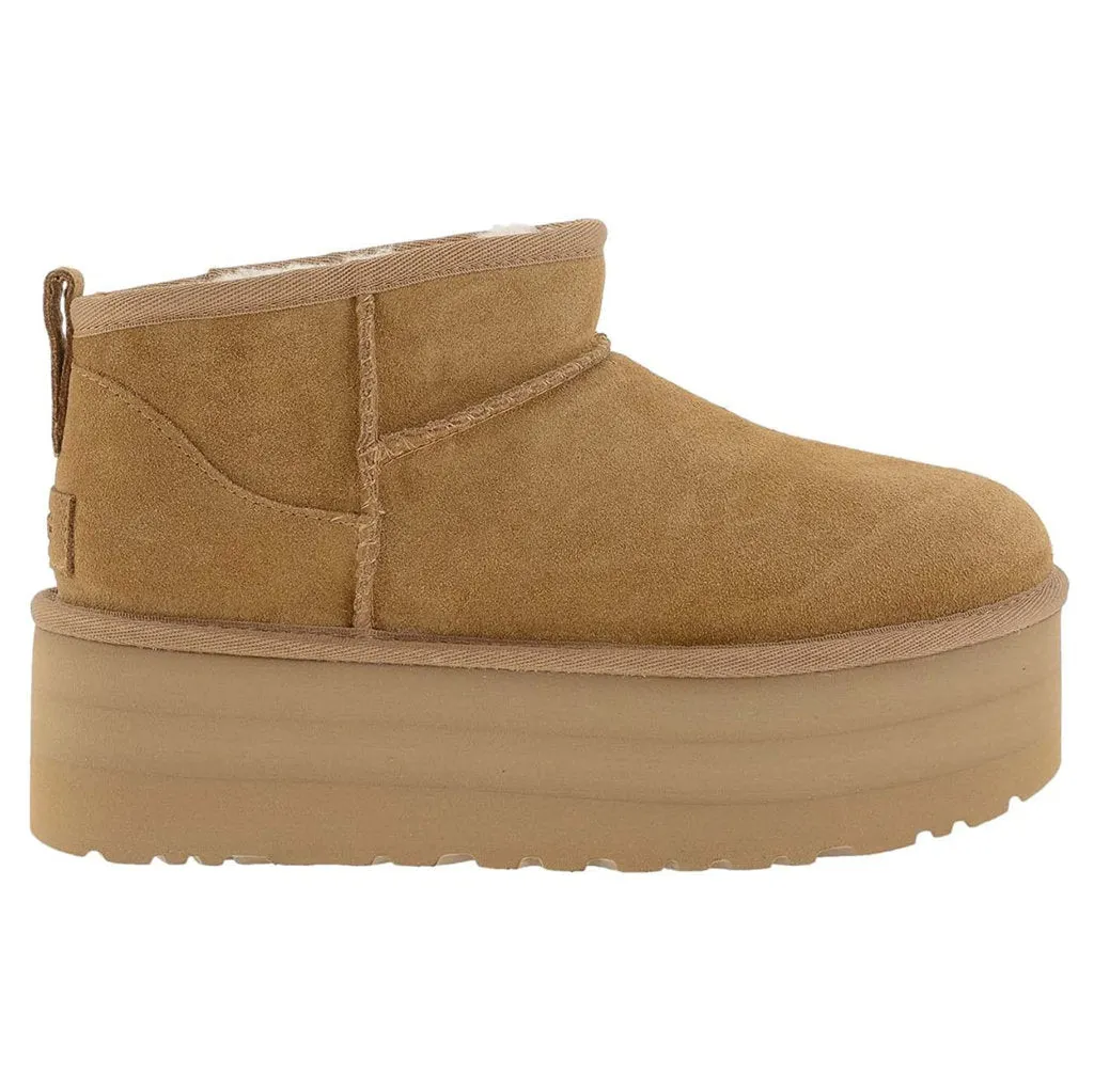 Ugg Womens Boots Classic Ultra Mini Platform Casual Slip-On Ankle Suede - UK 5