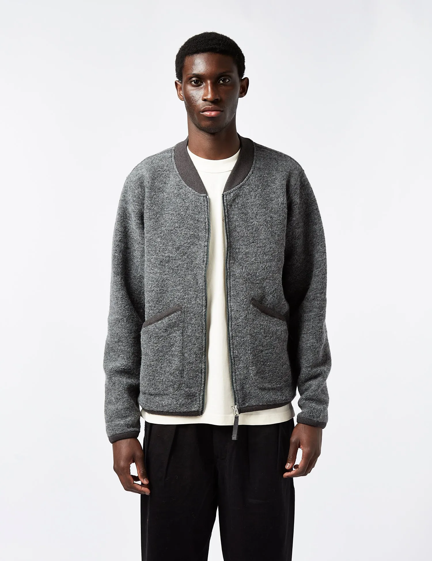 Universal Works Zip Bomber (Wool) - Grey Marl