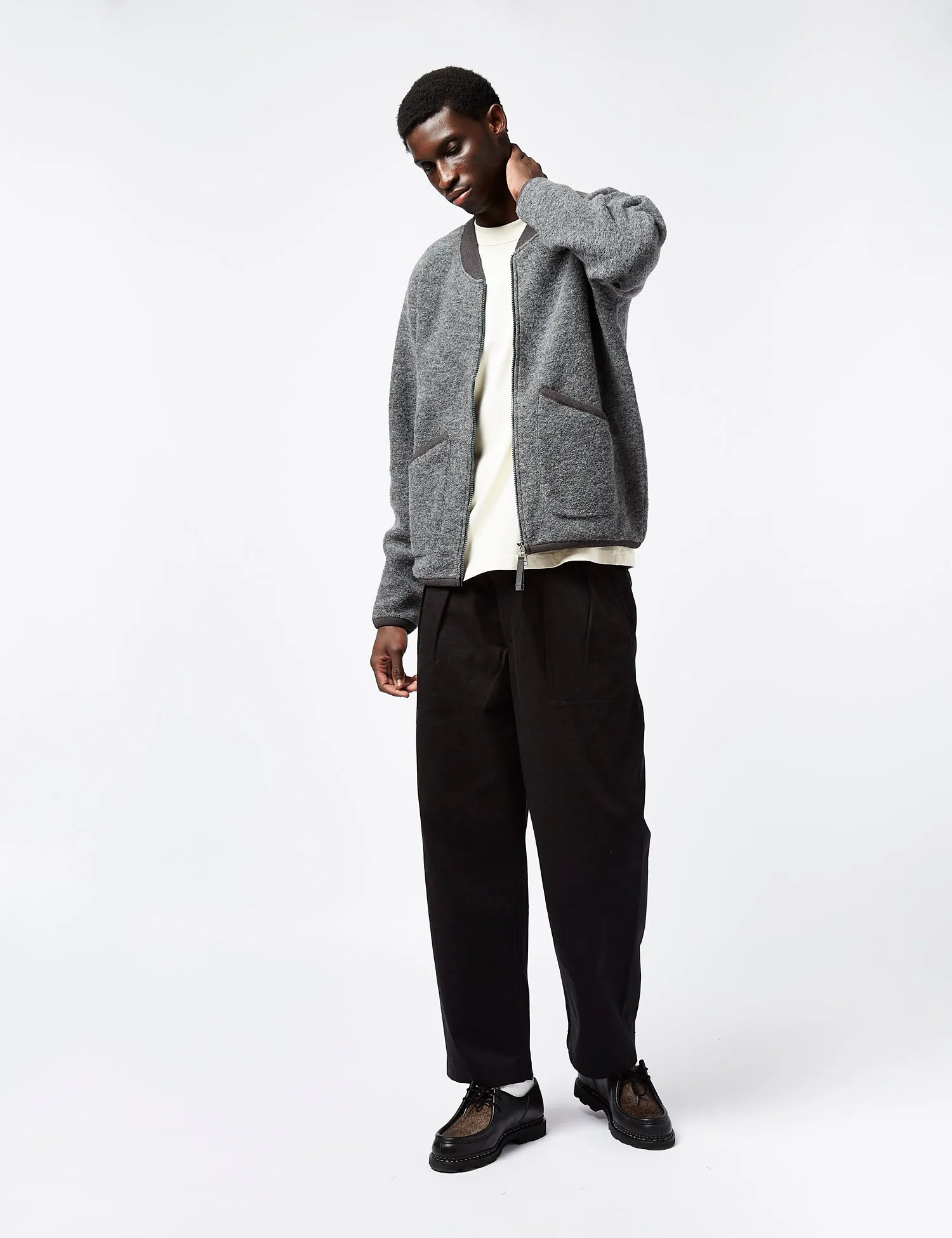 Universal Works Zip Bomber (Wool) - Grey Marl