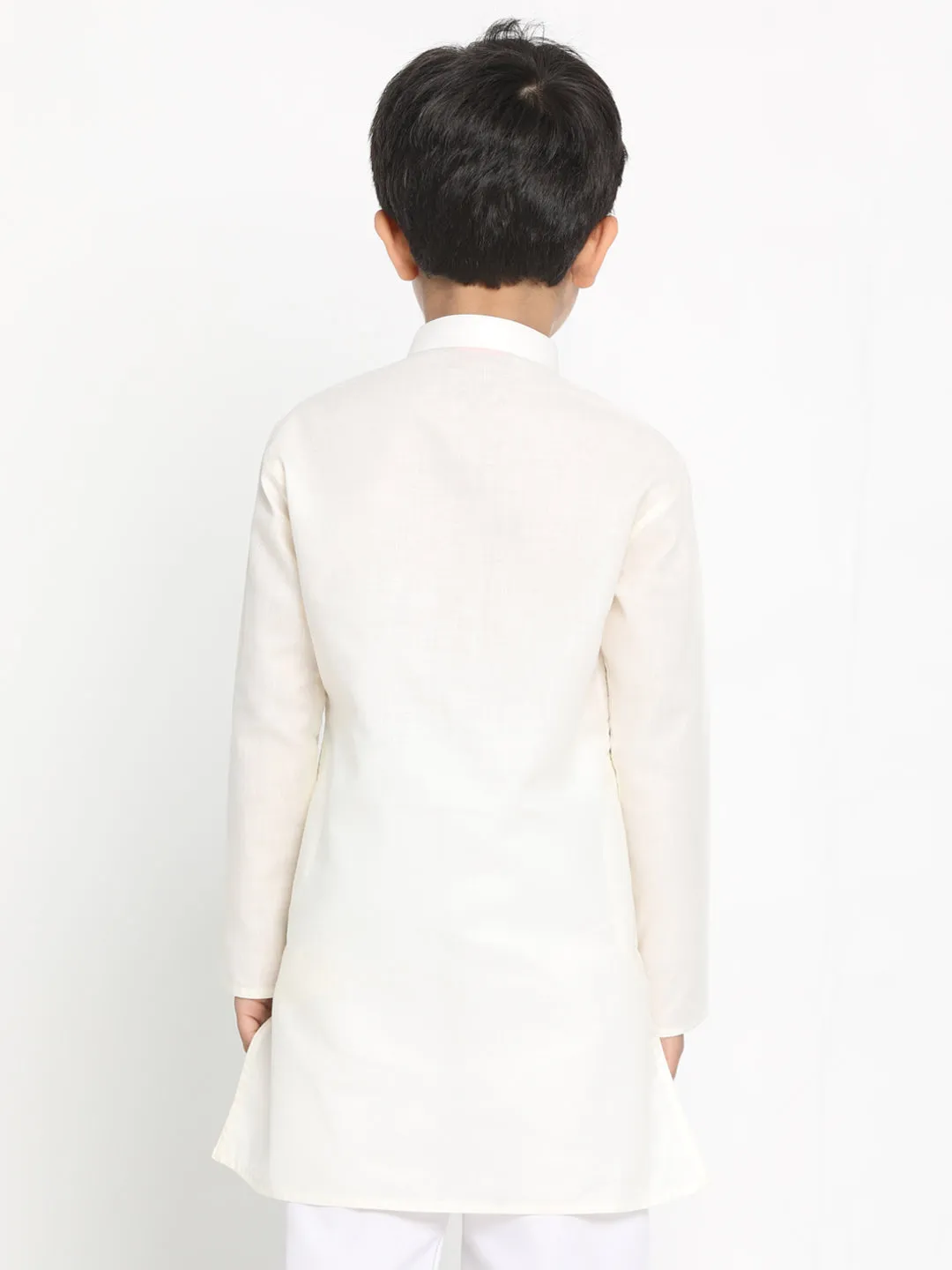 Vastramay Boy's Cream Solid Kurta