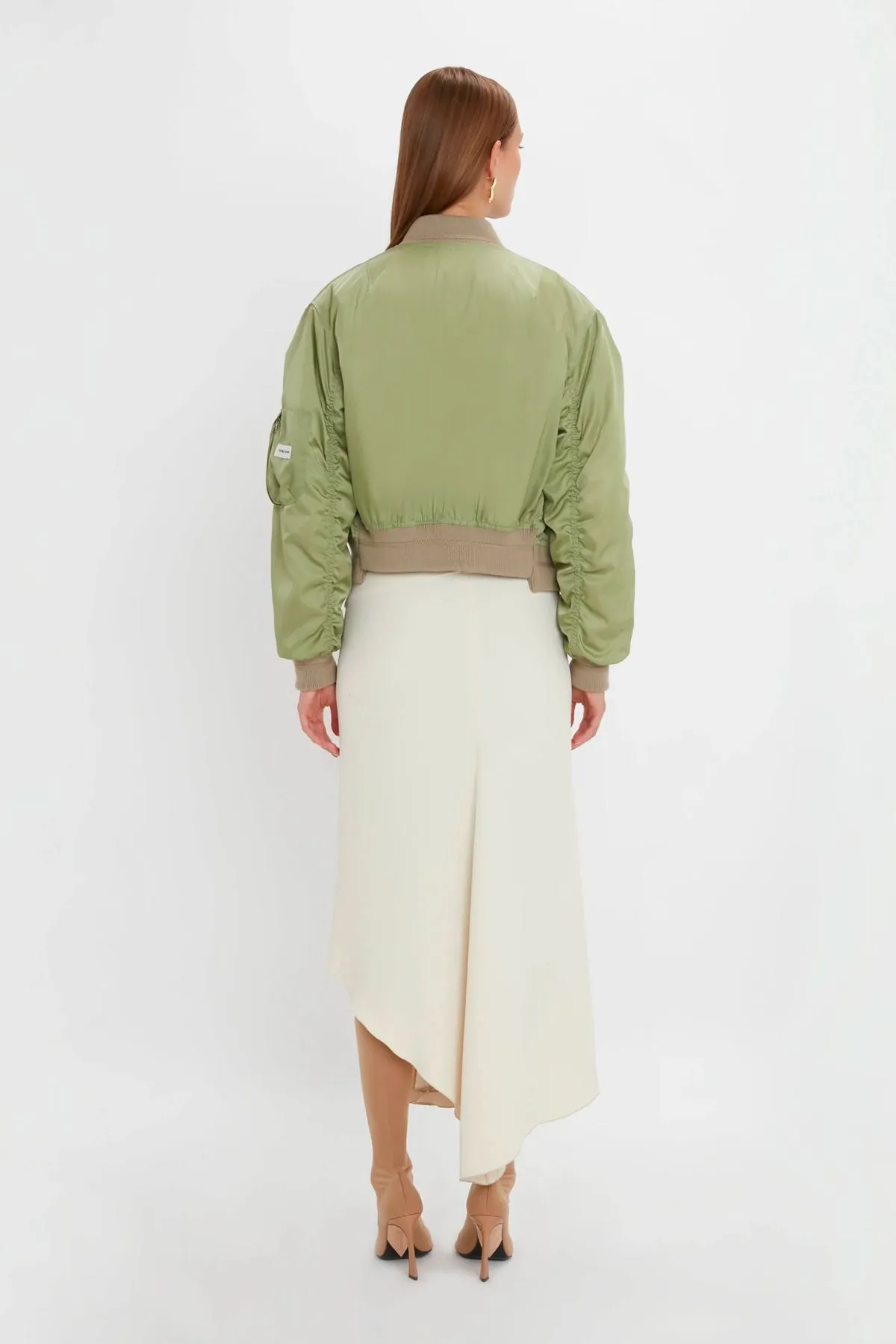 Victoria Beckham Cropped Bomber Jacket - Avocado