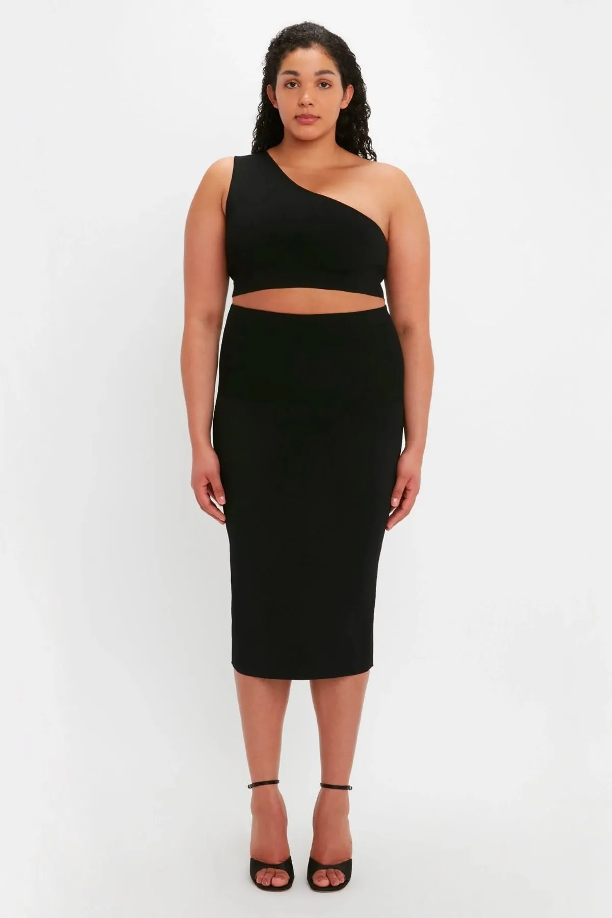 Victoria Beckham VB Body Fitted Midi Skirt - Black