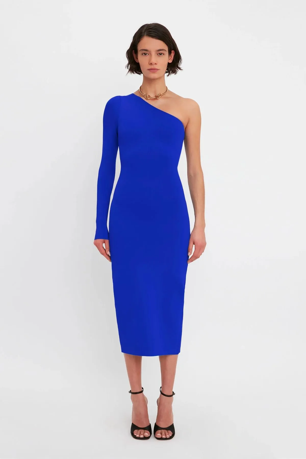 Victoria Beckham VB Body One Shoulder Midi Dress - Cobalt