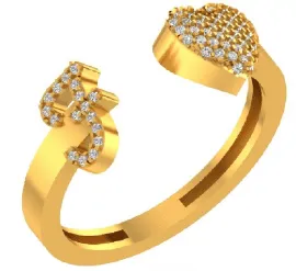 VS Diamonds & 10K Gold Initial F Heart Ring