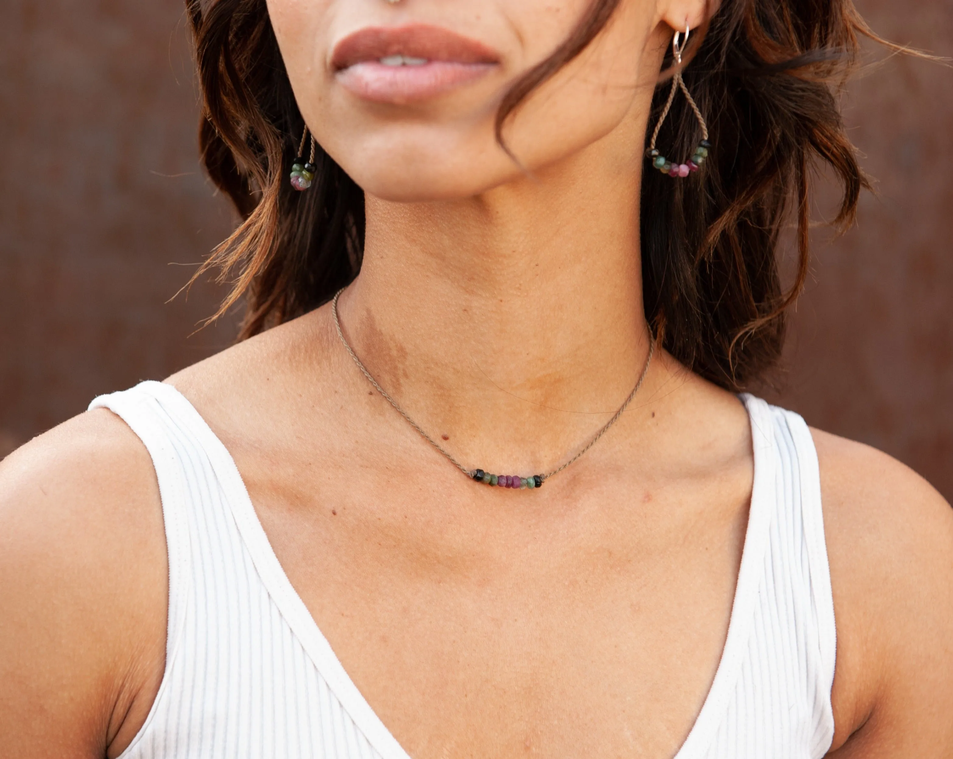 Watermelon Tourmaline Loop Earrings