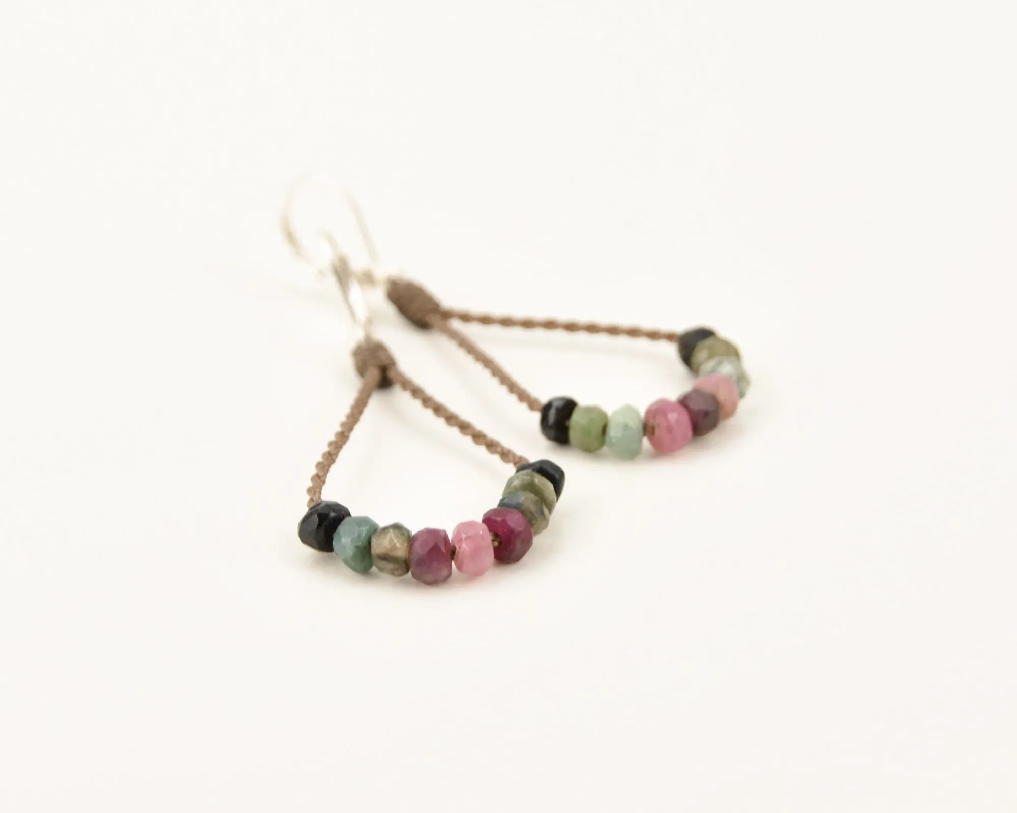 Watermelon Tourmaline Loop Earrings