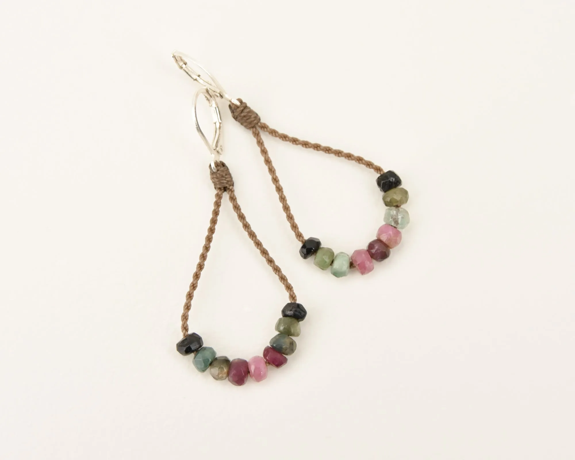 Watermelon Tourmaline Loop Earrings