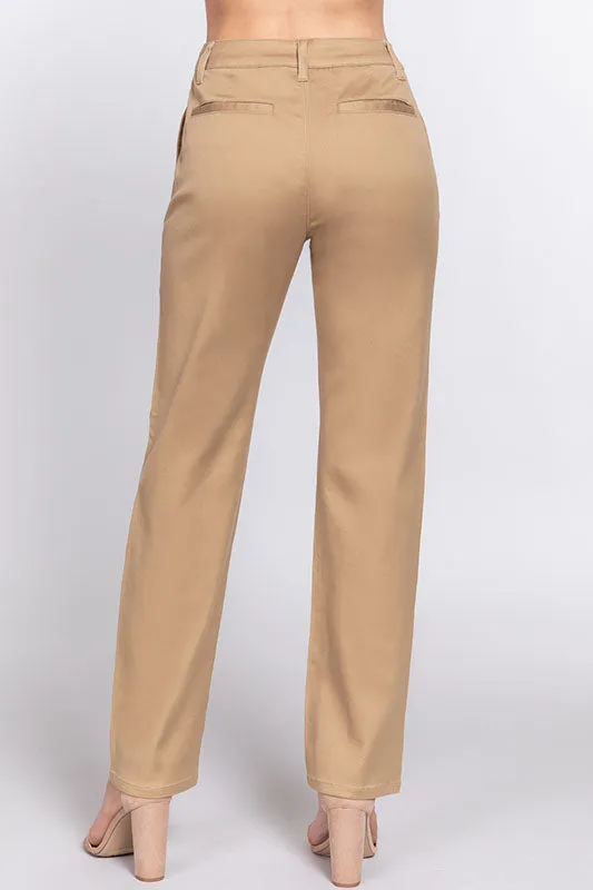 Women's Casual Straight Fit Twill Long Pants