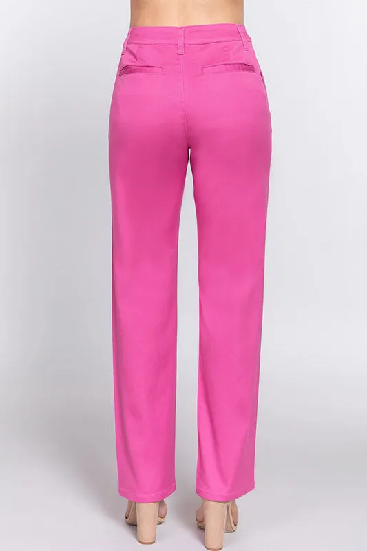 Women's Casual Straight Fit Twill Long Pants