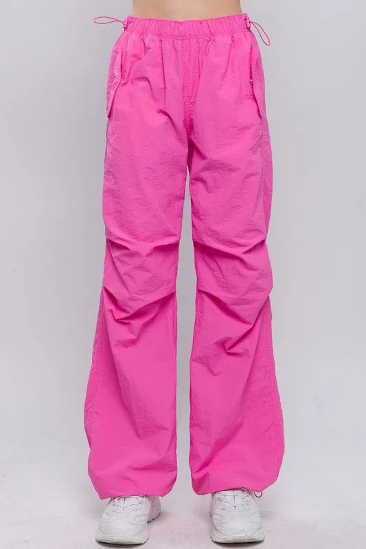 Women's Solid Nylon Parachute Pants