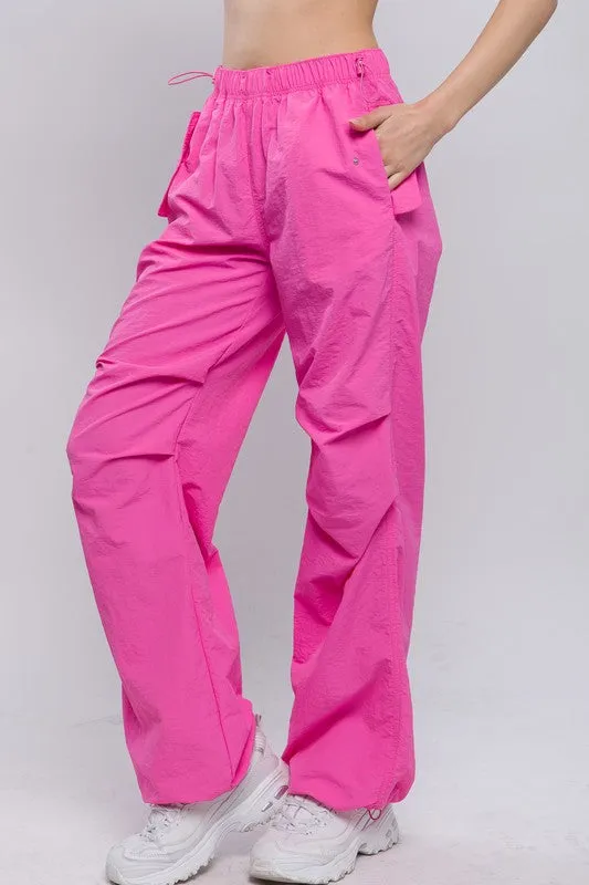 Women's Solid Nylon Parachute Pants