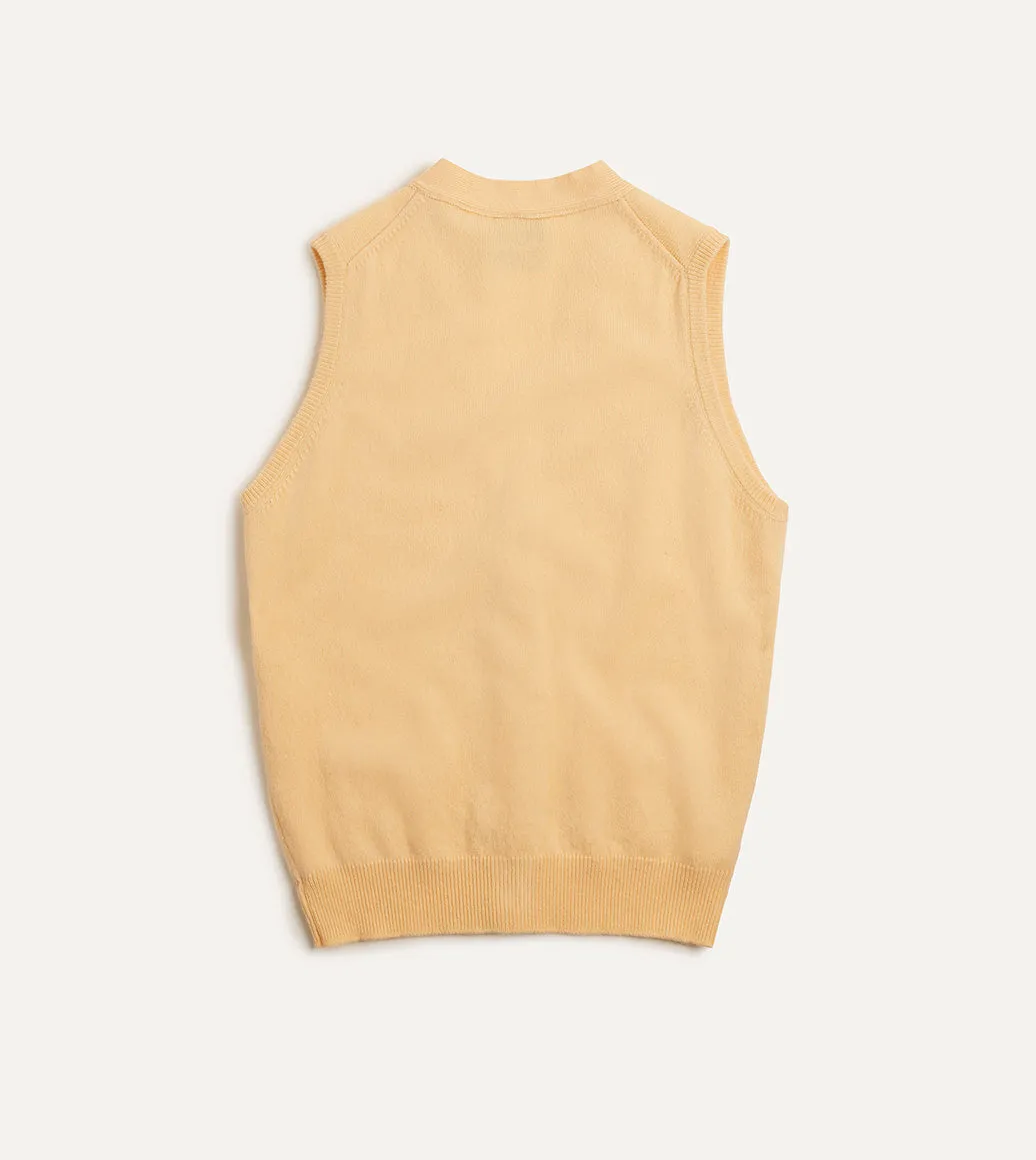 Yellow Lambswool Sleeveless Cardigan