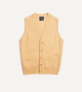 Yellow Lambswool Sleeveless Cardigan