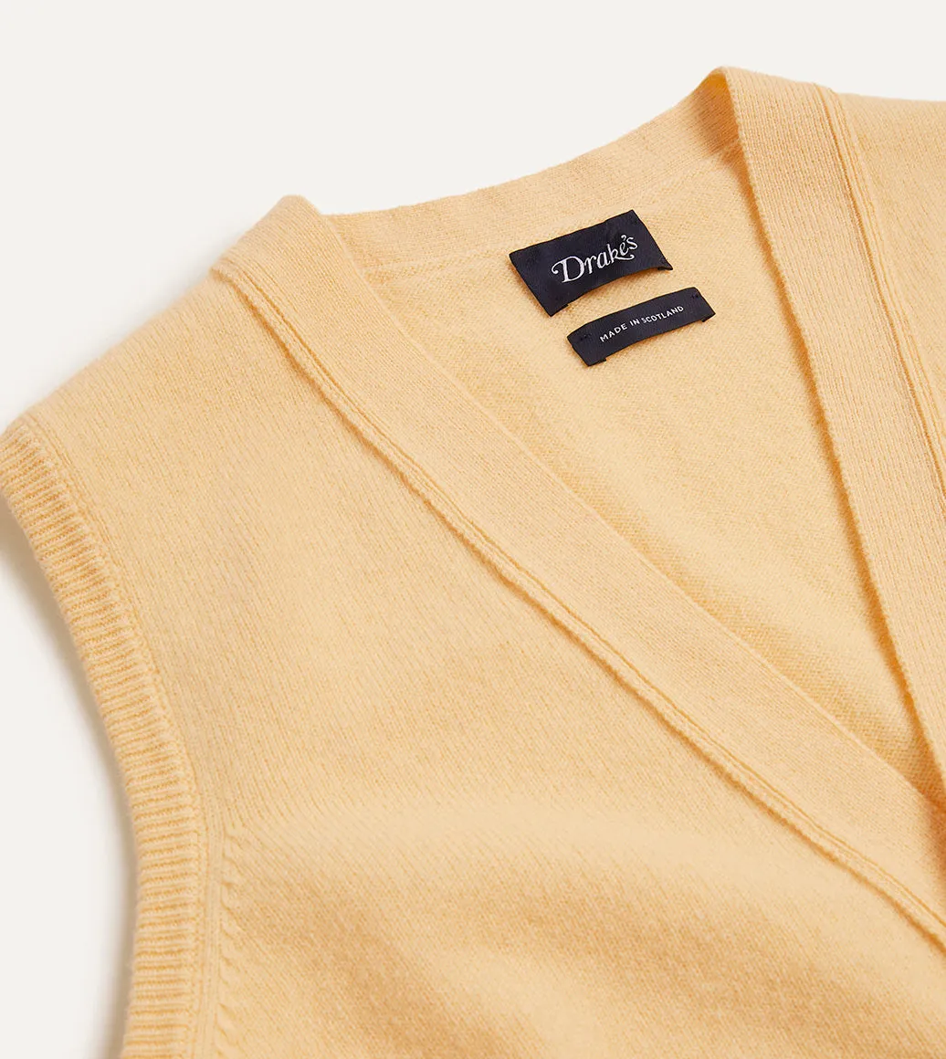 Yellow Lambswool Sleeveless Cardigan