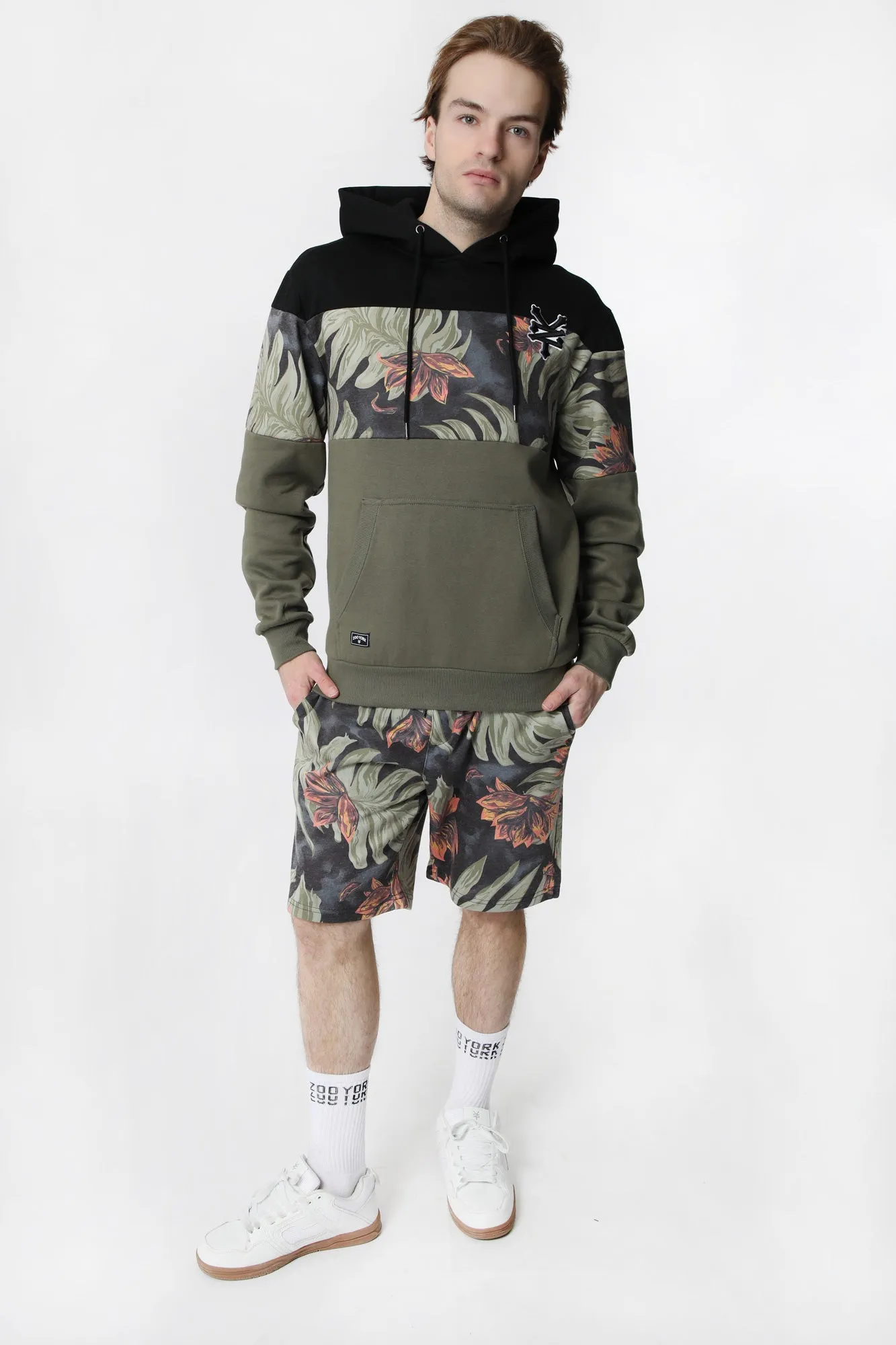 Zoo York Mens Tropical Colour Block Hoodie